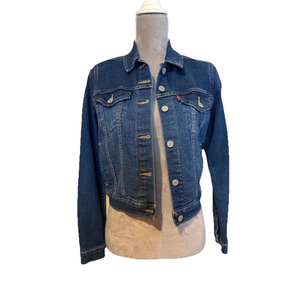 Levi's Trucker Jacket Women's SMALL Blue Jean Denim Classic Medium Dark Wash‎